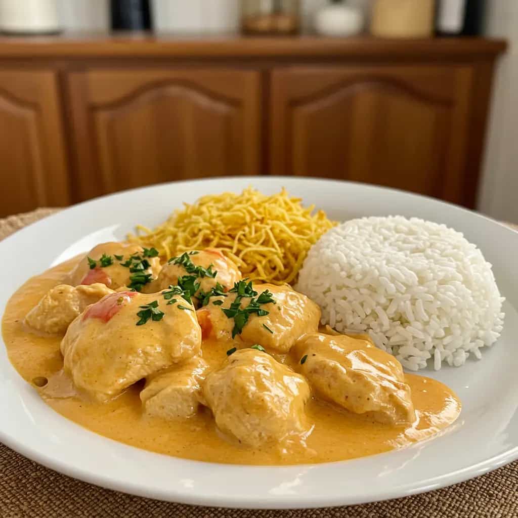 Estrogonofe de frango com requeijão