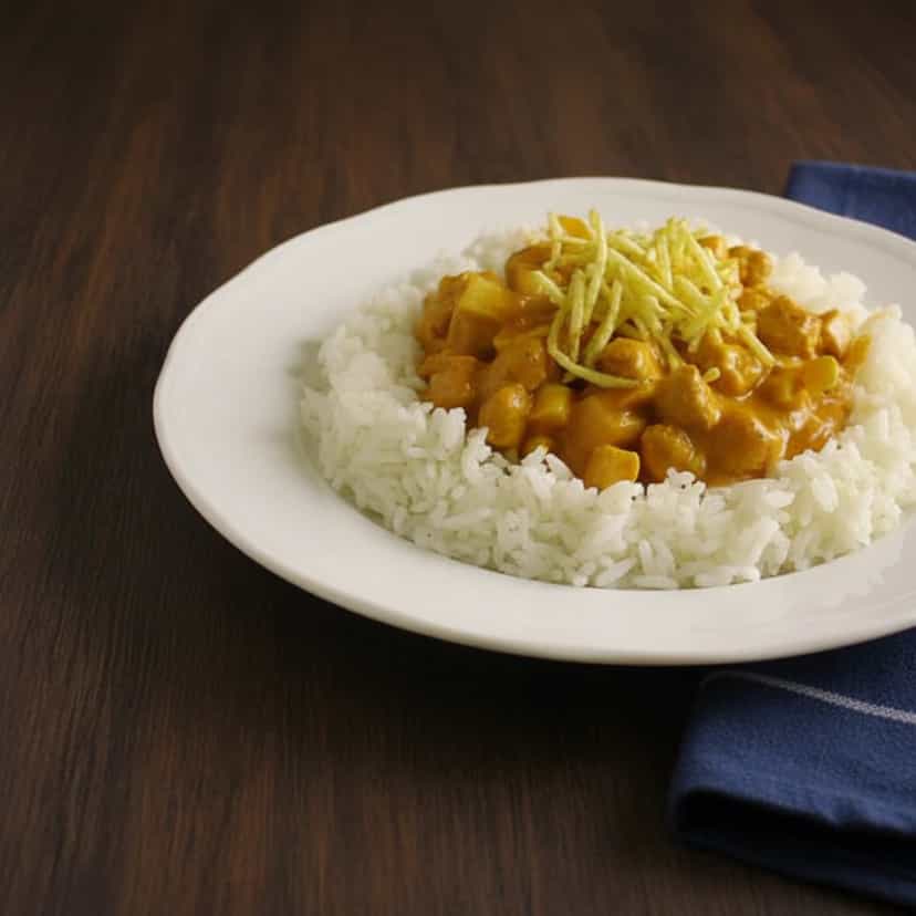 Foto deliciosa de Estrogonofe de Proteína de Soja pronta para servir - Almoço & Jantar