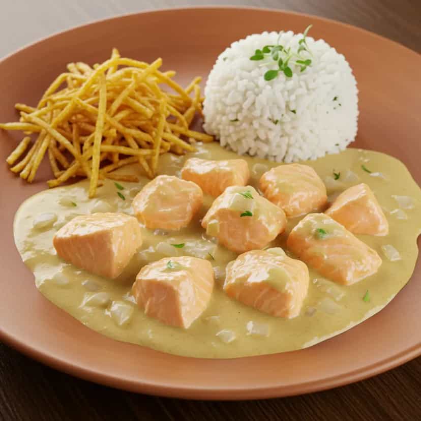 Foto deliciosa de Estrogonofe de Salmão Cremoso pronta para servir - Outras Receitas