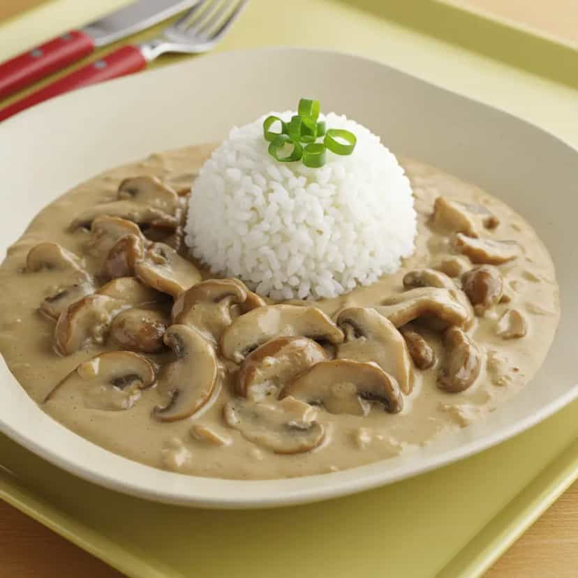 Foto deliciosa de Estrogonofe de Shitake Vegetariano pronta para servir - Almoço & Jantar