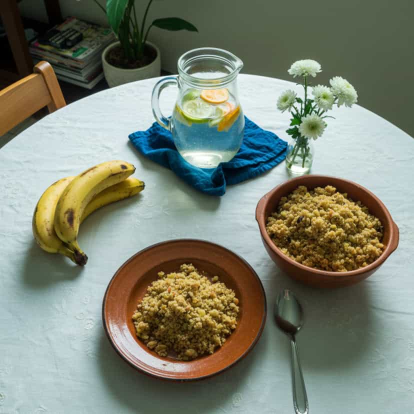Foto deliciosa de Farofa Cremosa de Banana com Presunto pronta para servir - Pratos Brasileiros Icônicos