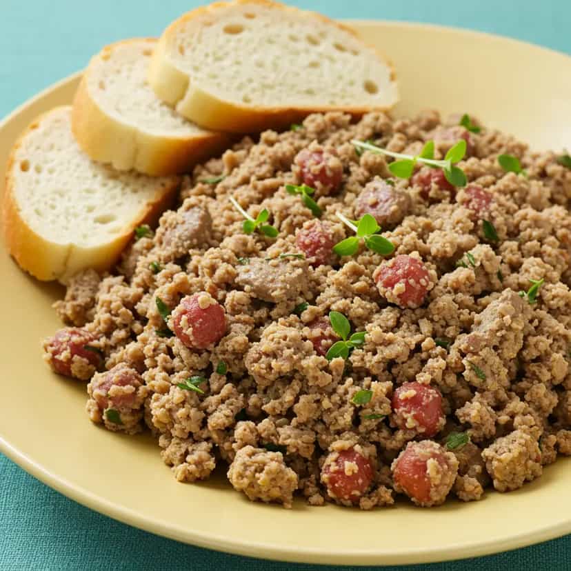 Foto deliciosa de Farofa Cremosa de Fígado com Calabresa pronta para servir - Pratos Brasileiros Icônicos