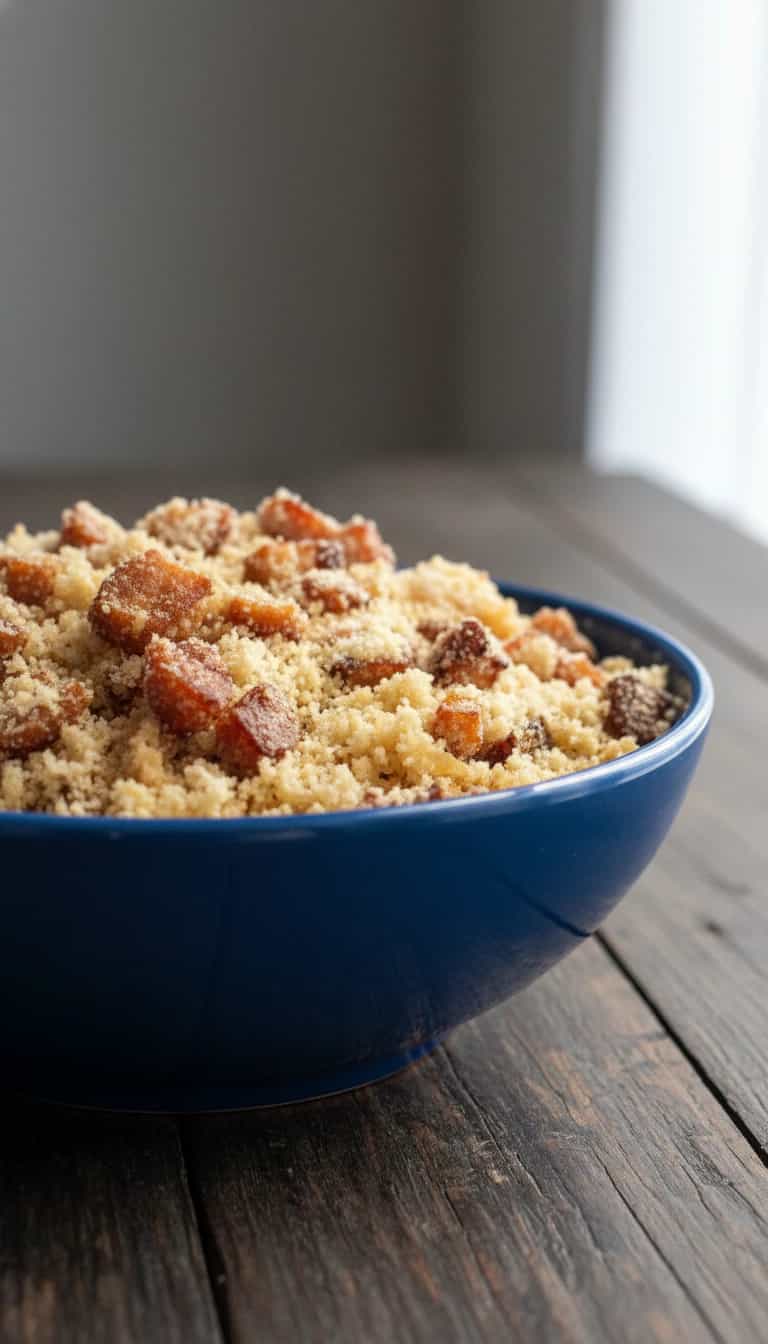 Foto deliciosa de Farofa Crocante de Banana e Bacon pronta para servir - Pratos Brasileiros Icônicos