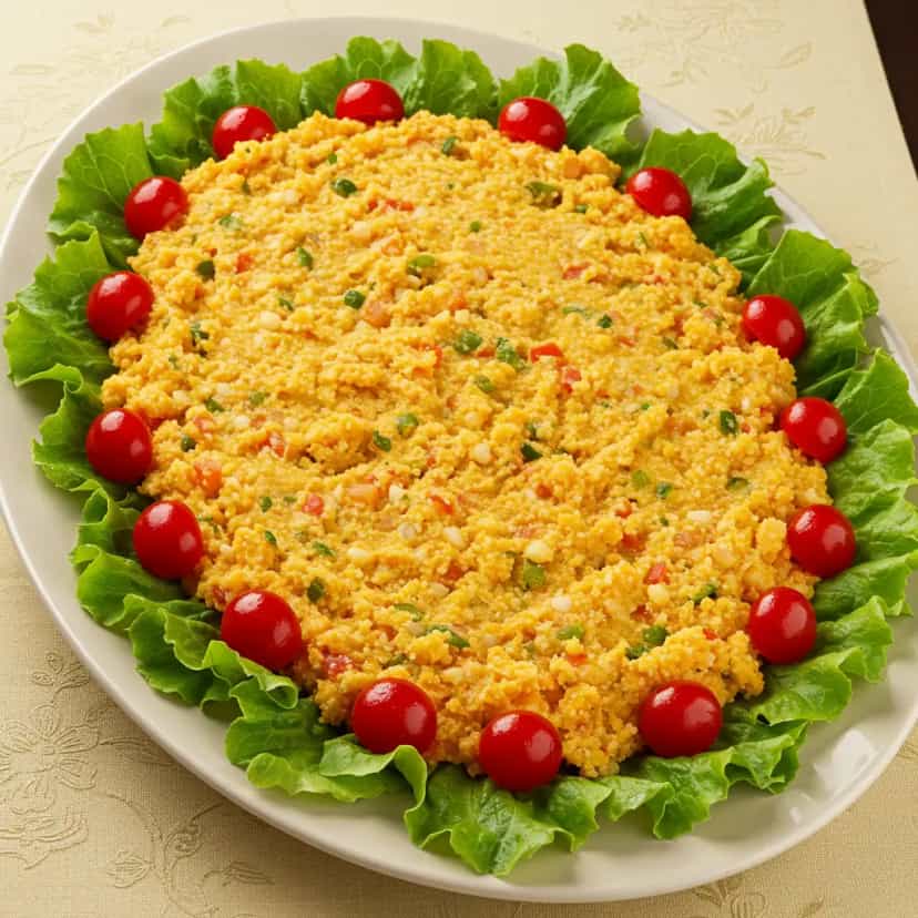 Foto deliciosa de Farofa de Cenoura Refrescante pronta para servir - Pratos Brasileiros Icônicos