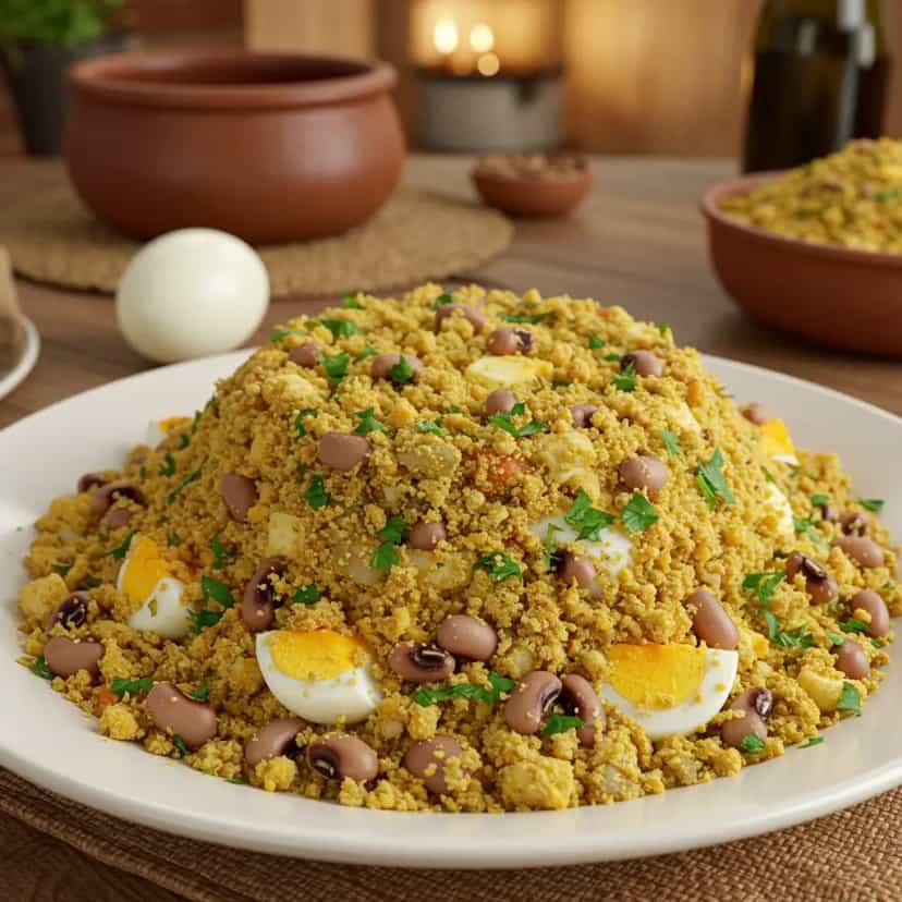 Foto deliciosa de Farofa de feijão fradinho pronta para servir - Pratos Brasileiros Icônicos