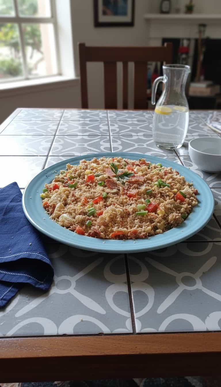 Foto deliciosa de Farofa Festiva com Pepperoni pronta para servir - Pratos Brasileiros Icônicos
