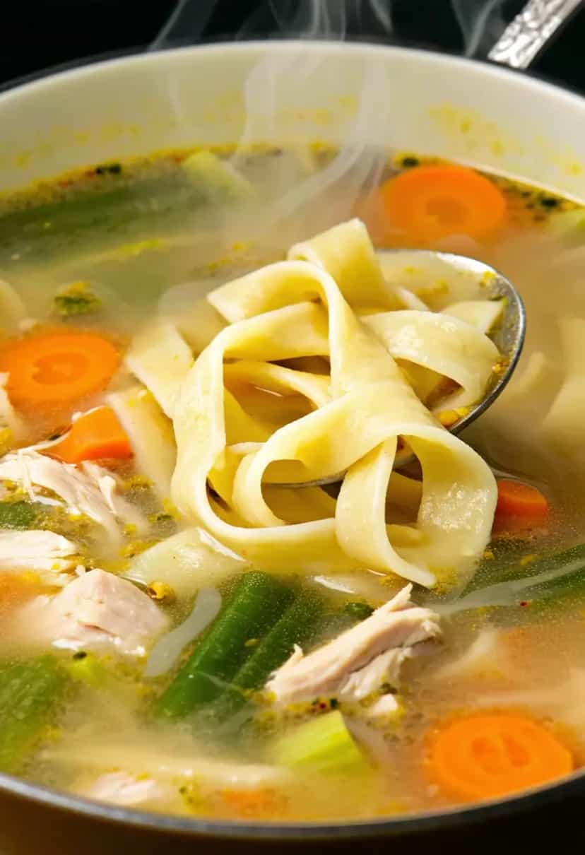 Foto deliciosa de Sopa Rápida de Frango com Macarrão pronta para servir - Outras Receitas