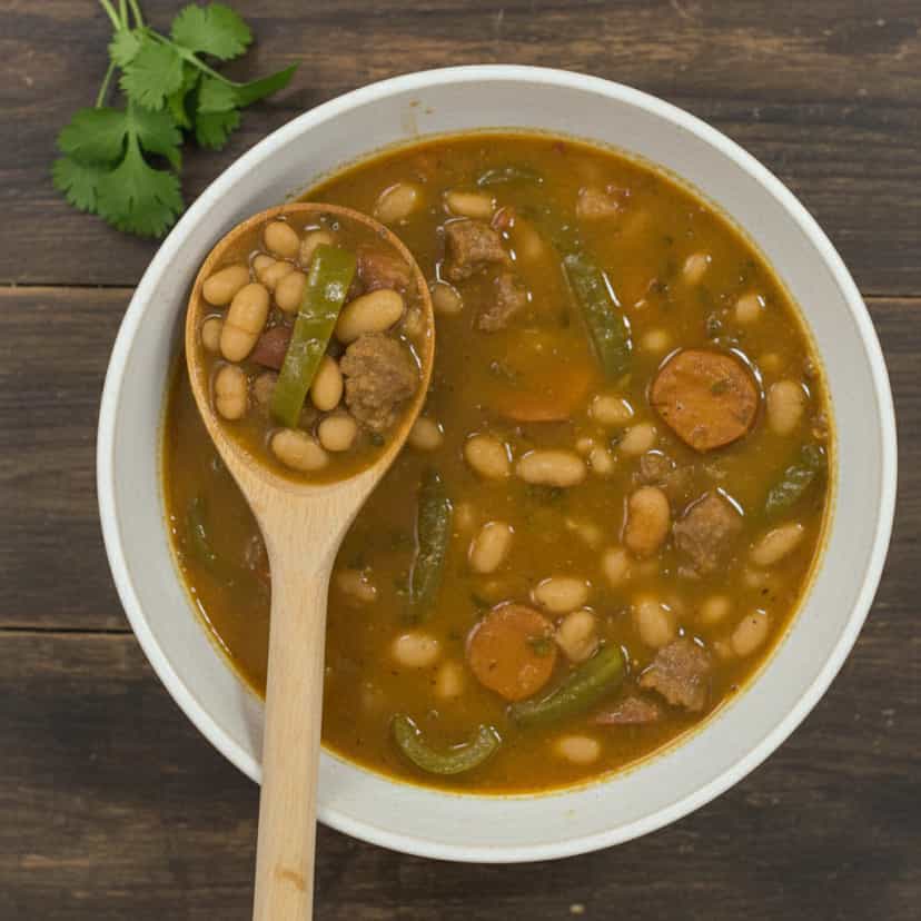 Foto deliciosa de Feijão com Calabresa Delicioso pronta para servir - Pratos Brasileiros Icônicos