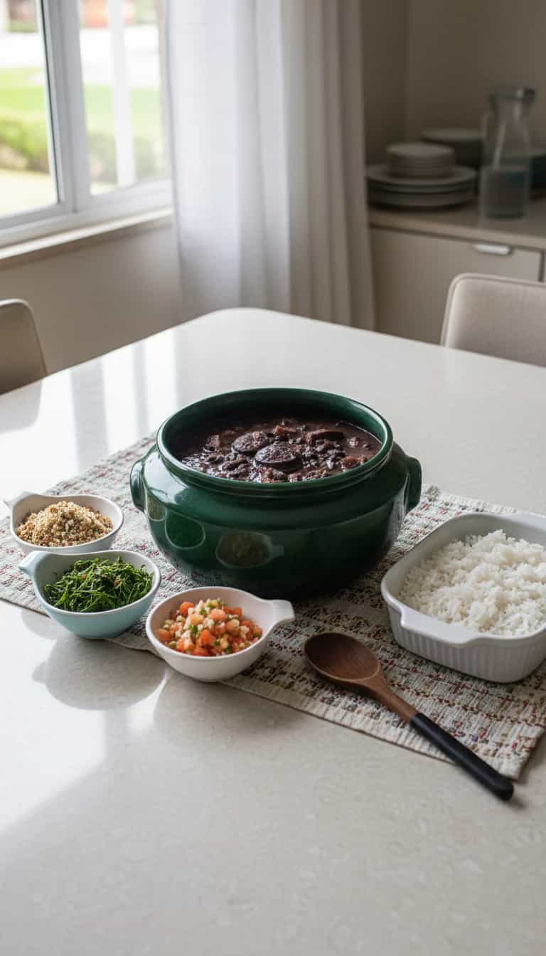 Foto deliciosa de Feijão Preto com Calabresa pronta para servir - Pratos Brasileiros Icônicos