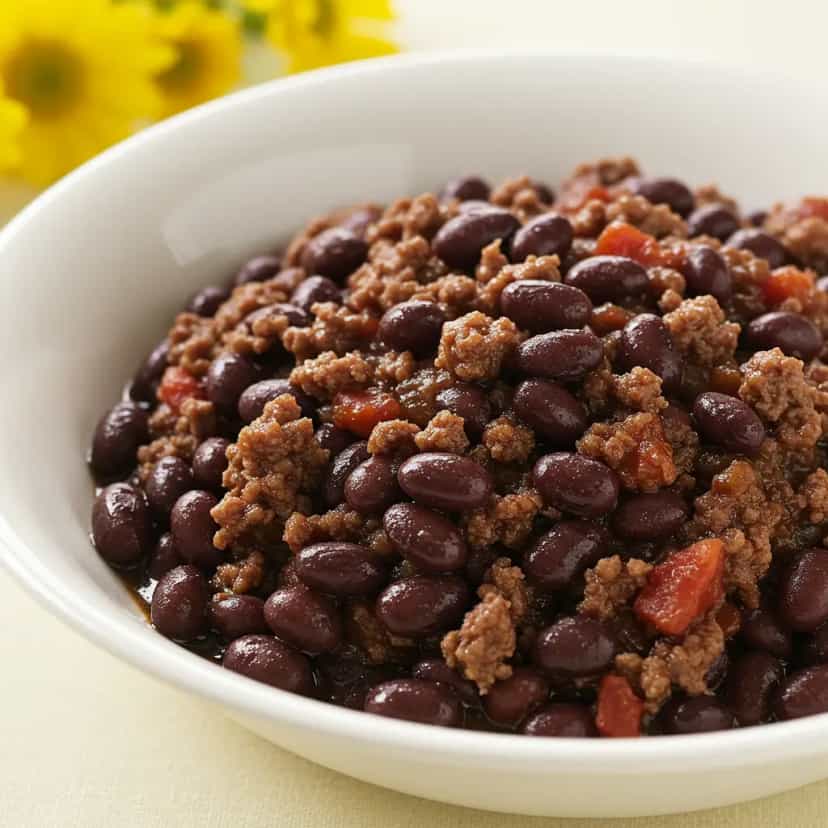 Foto deliciosa de Feijão Preto com Carne Moída pronta para servir - Pratos Brasileiros Icônicos