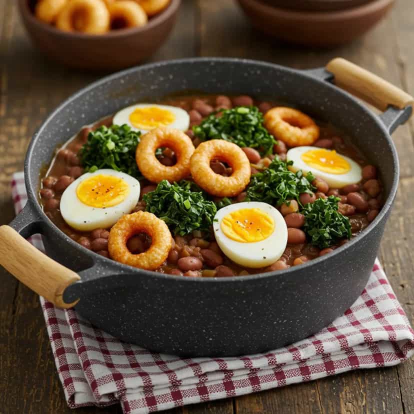 Foto deliciosa de Feijão Tropeiro com Couve Mineira pronta para servir - Pratos Brasileiros Icônicos