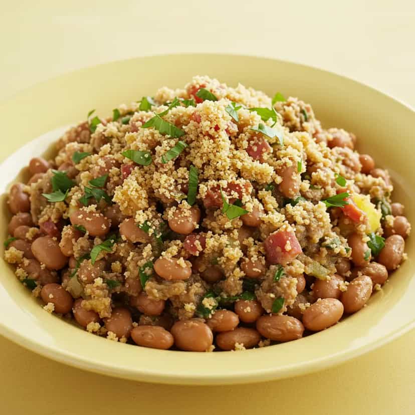 Foto deliciosa de Feijão Tropeiro Natalino pronta para servir - Pratos Brasileiros Icônicos