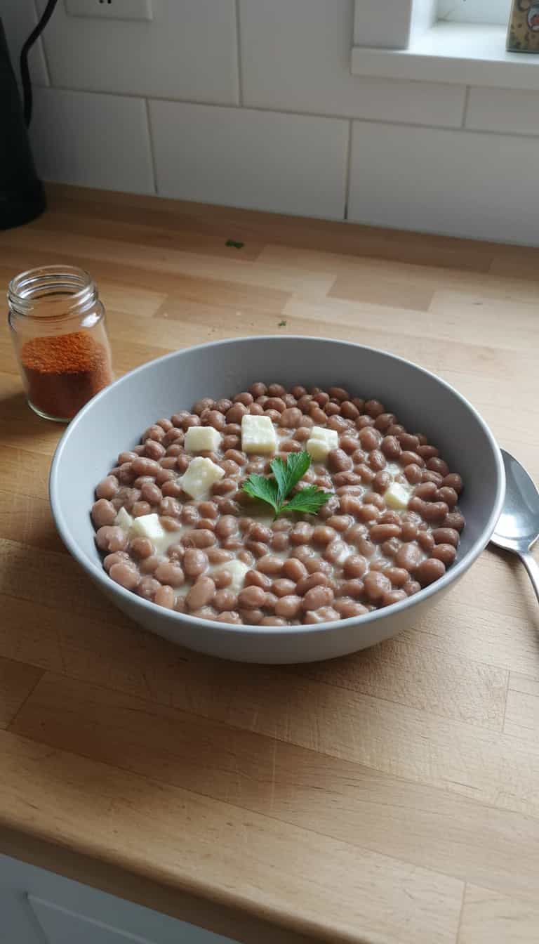 Foto deliciosa de Feijão Verde Cremoso com Queijo Coalho pronta para servir - Pratos Brasileiros Icônicos