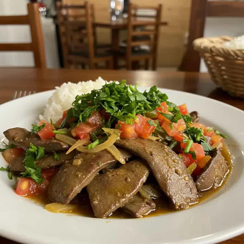 Foto deliciosa de Fígado ao molho pronta para servir - Carnes & Frango