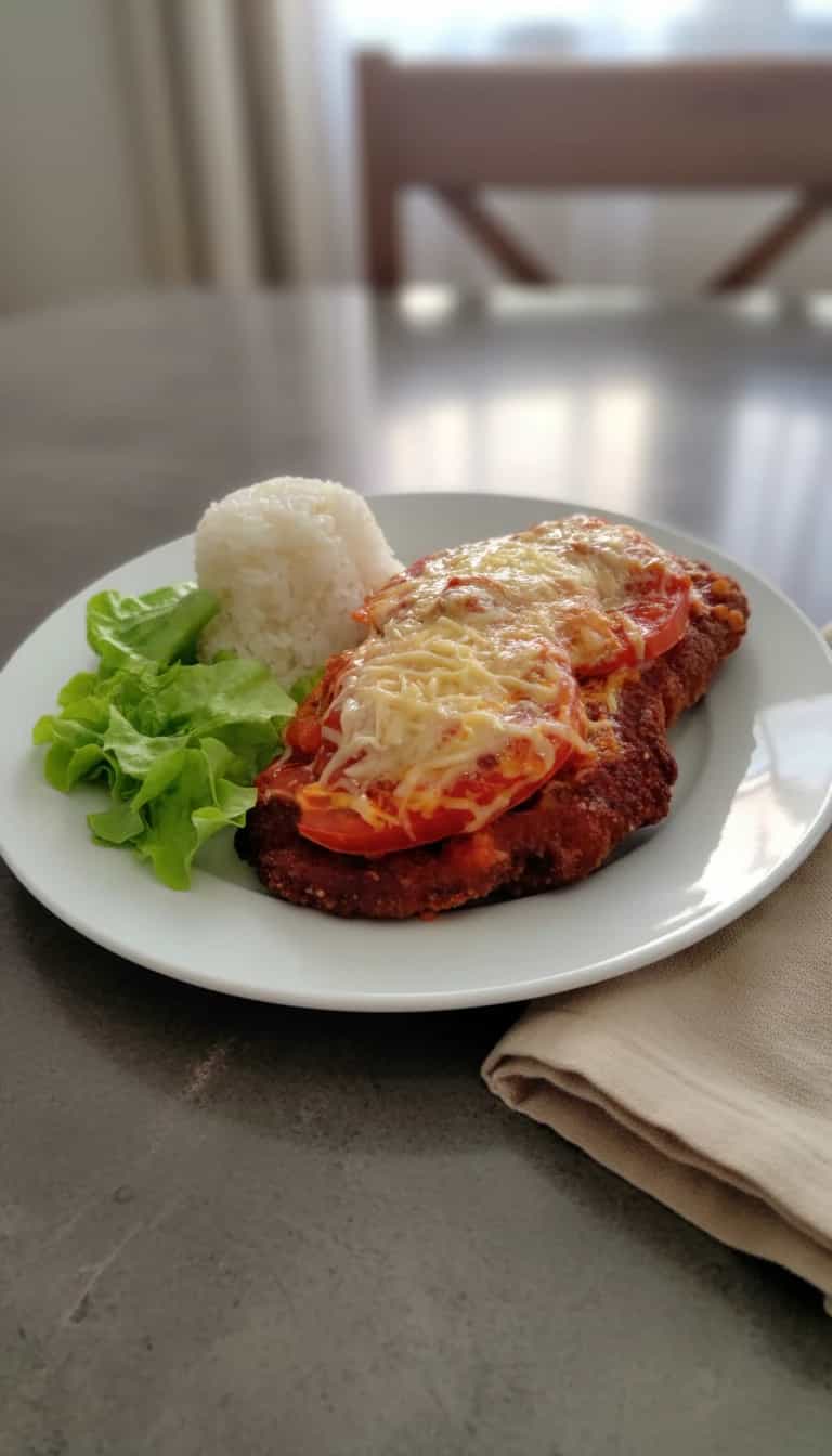 Foto deliciosa de Filé de Frango à Parmegiana Caseiro pronta para servir - Carnes & Frango
