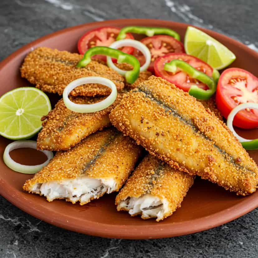 Foto deliciosa de Filé de Merluza à Dorê pronta para servir - Peixes & Frutos do Mar