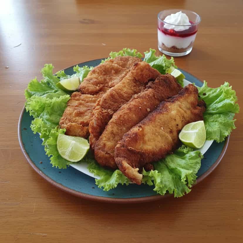 Foto deliciosa de Filé de Merluza Empanado Crocante pronta para servir - Peixes & Frutos do Mar