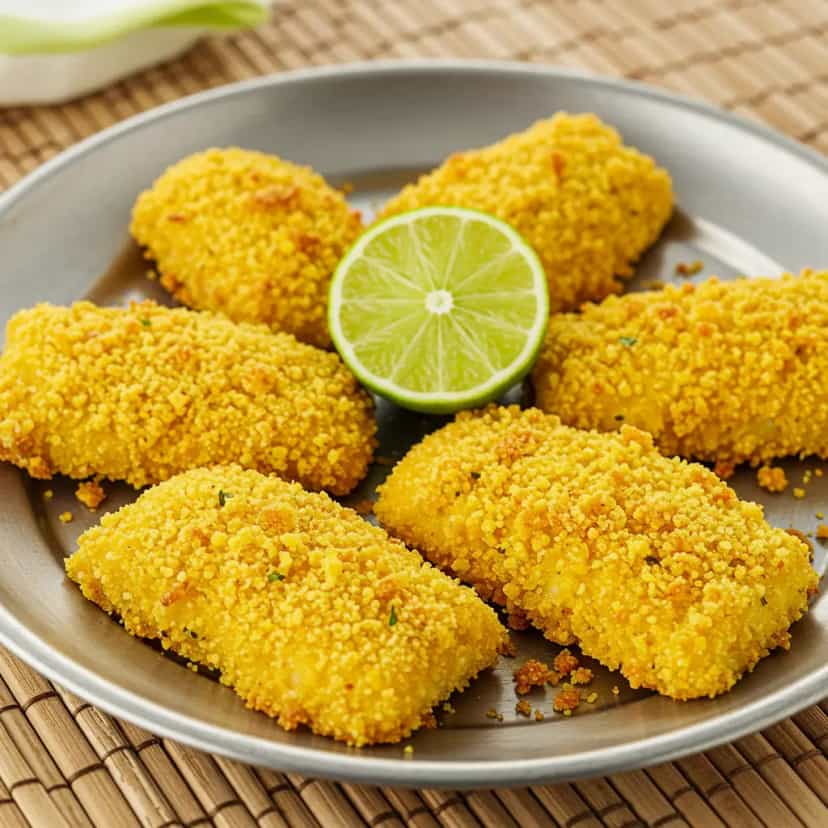 Foto deliciosa de Filé de Peixe Empanado Assado pronta para servir - Peixes & Frutos do Mar