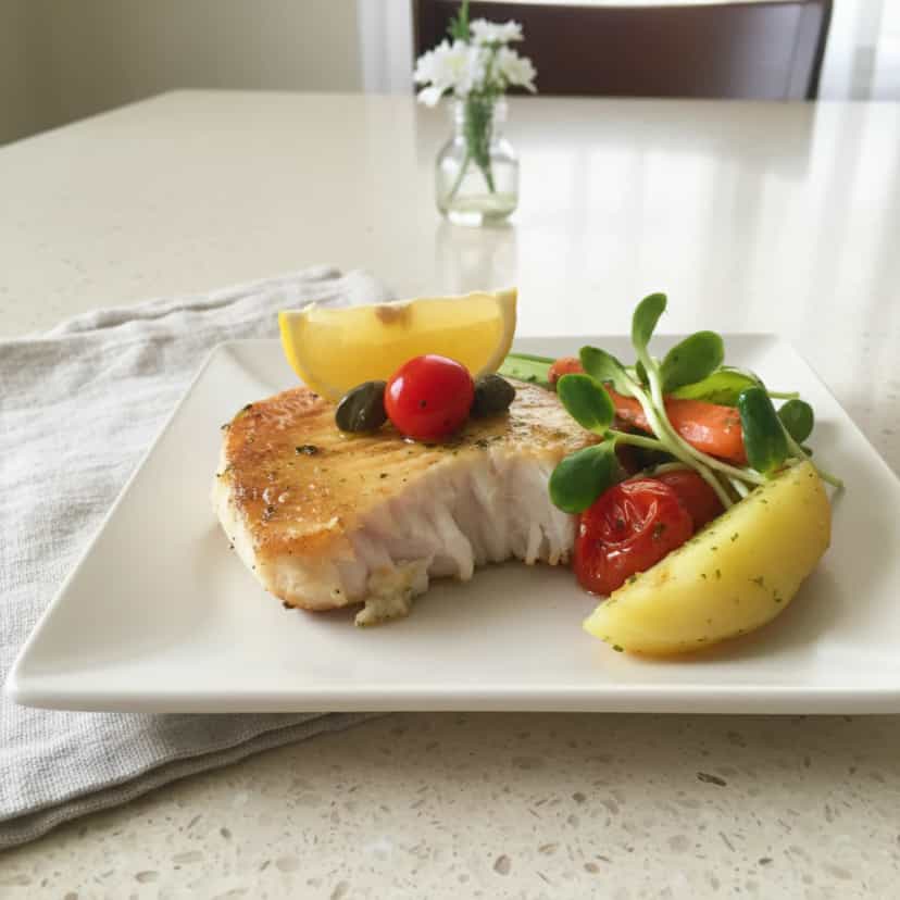 Foto deliciosa de Filé de Pirarucu com Legumes pronta para servir - Peixes & Frutos do Mar