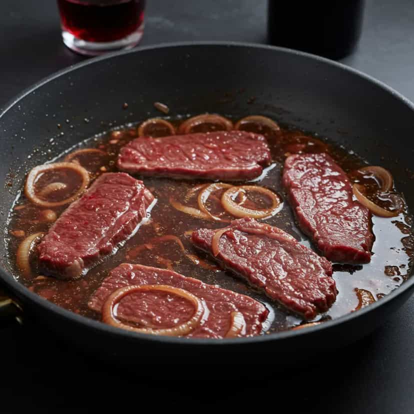 Foto deliciosa de Filé Mignon ao Vinho Tinto pronta para servir - Carnes & Frango