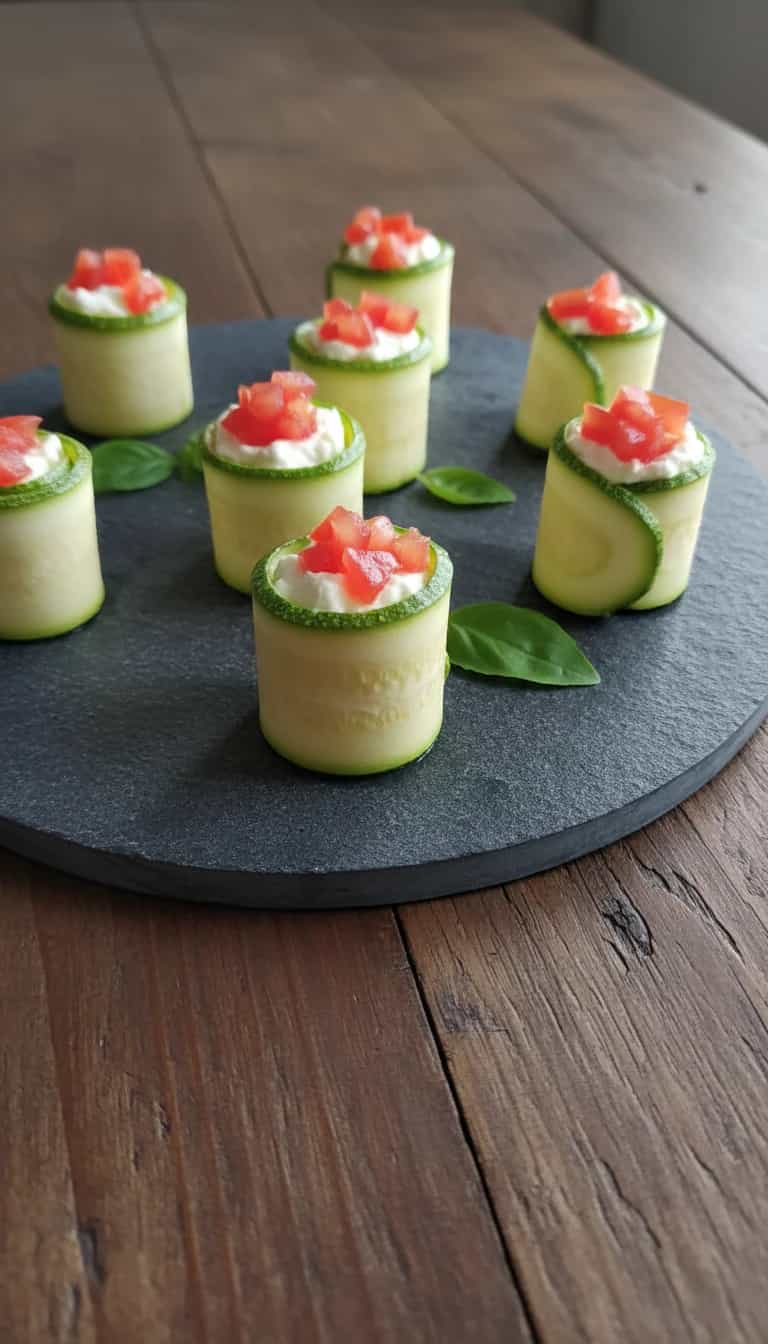 Foto deliciosa de Fitas de Abobrinha Recheadas pronta para servir - Almoço & Jantar