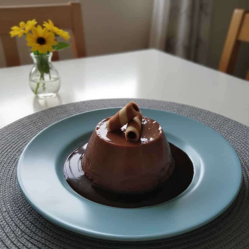 Foto deliciosa de Flã de Brigadeiro Cremoso pronta para servir - Pudins & Cremes