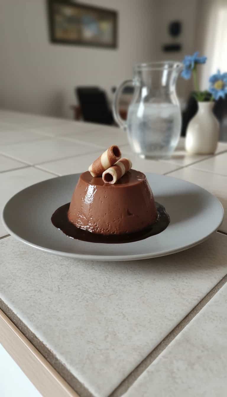 Foto deliciosa de Flã de Brigadeiro Cremoso pronta para servir - Pudins & Cremes