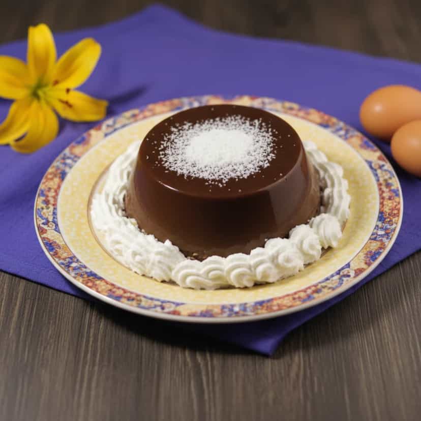 Foto deliciosa de Flan de Chocolate Cremoso pronta para servir - Pudins & Cremes