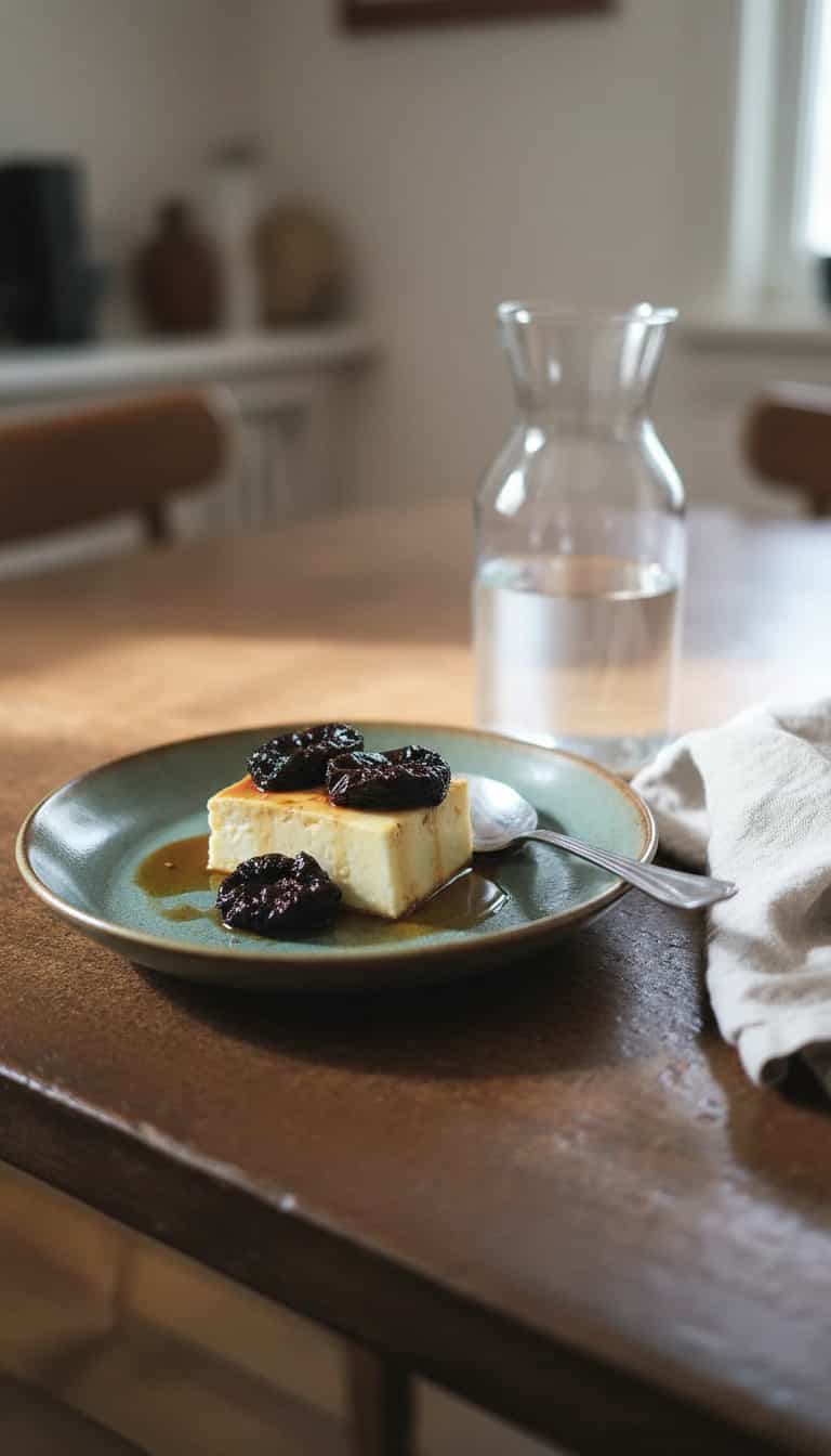 Foto deliciosa de Flan de Coco Cremoso com Ameixas pronta para servir - Pudins & Cremes