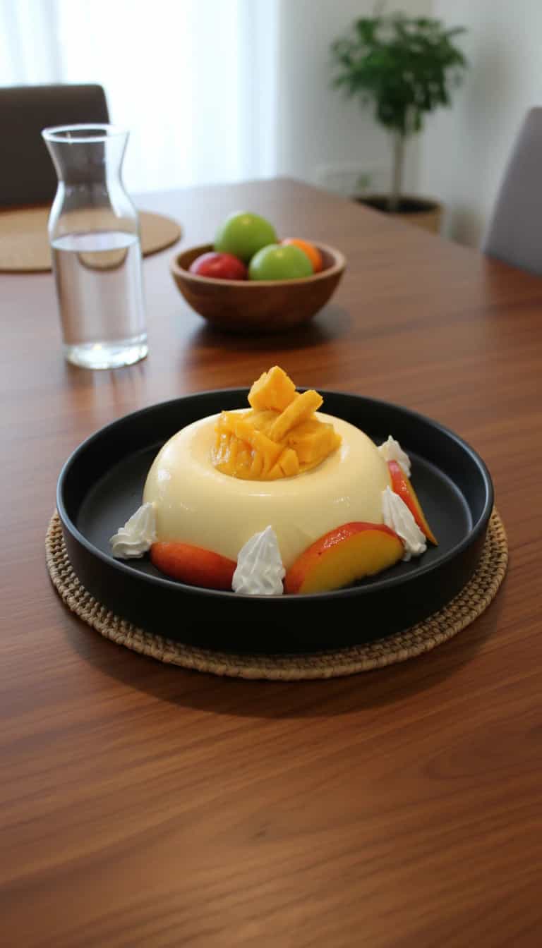 Foto deliciosa de Flan de Manga Cremoso pronta para servir - Pudins & Cremes