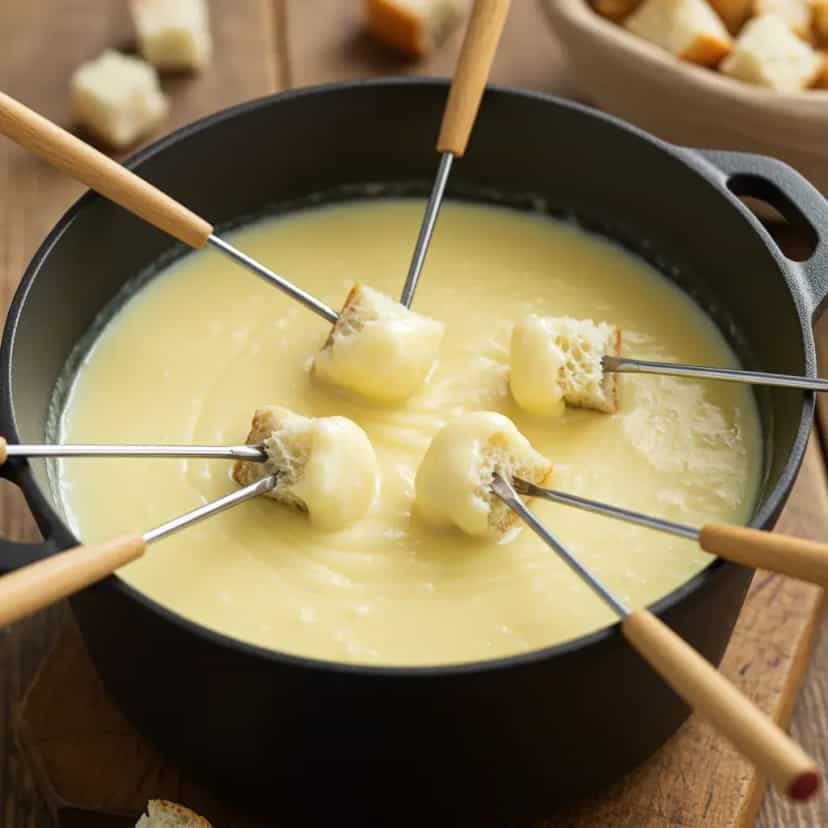 Foto deliciosa de Fondue Cremoso de Três Queijos pronta para servir - Almoço & Jantar