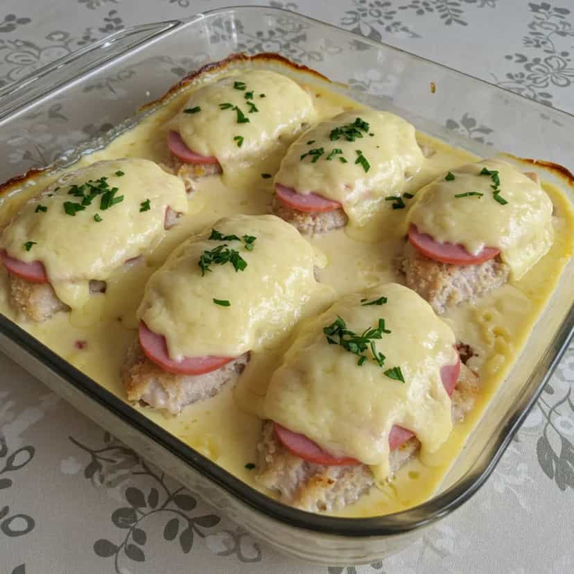 Foto deliciosa de Frango à Parmegiana com Molho Branco pronta para servir - Carnes & Frango
