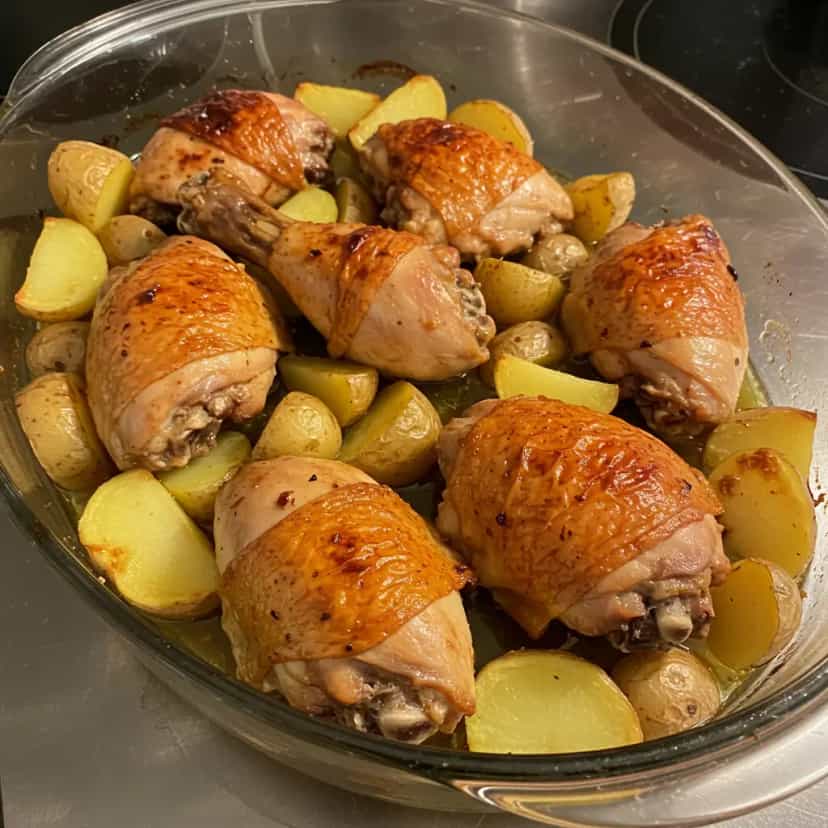 Foto deliciosa de Frango Assado com Batata e Cenoura pronta para servir - Carnes & Frango