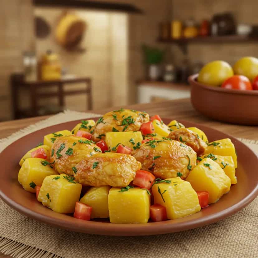 Foto deliciosa de Frango com batata pronta para servir - Carnes & Frango