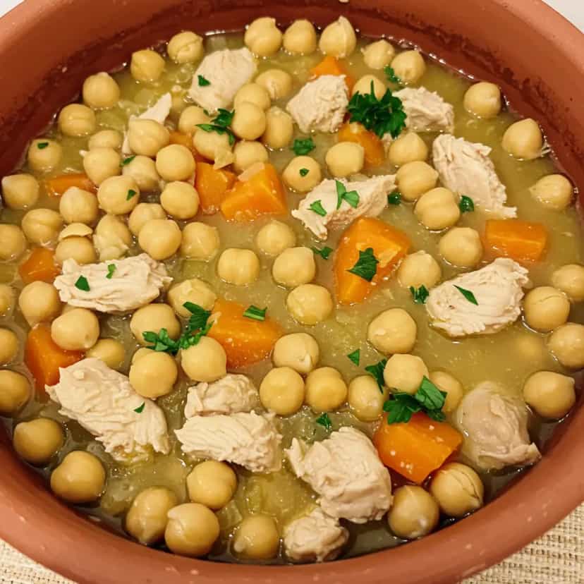 Foto deliciosa de Frango com Grão-de-bico e Legumes pronta para servir - Carnes & Frango