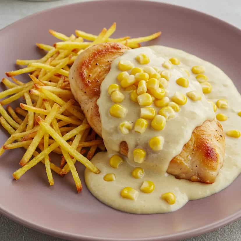 Foto deliciosa de Frango Cremoso com Milho pronta para servir - Carnes & Frango