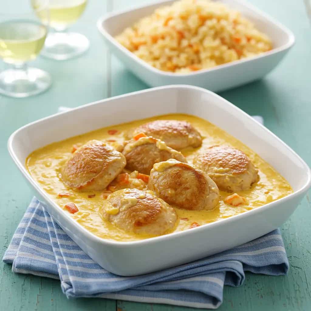 Frango Cremoso com Purê de Mandioca