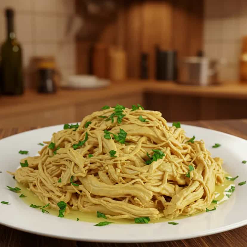 Foto deliciosa de Frango desfiado na panela de pressão pronta para servir - Carnes & Frango