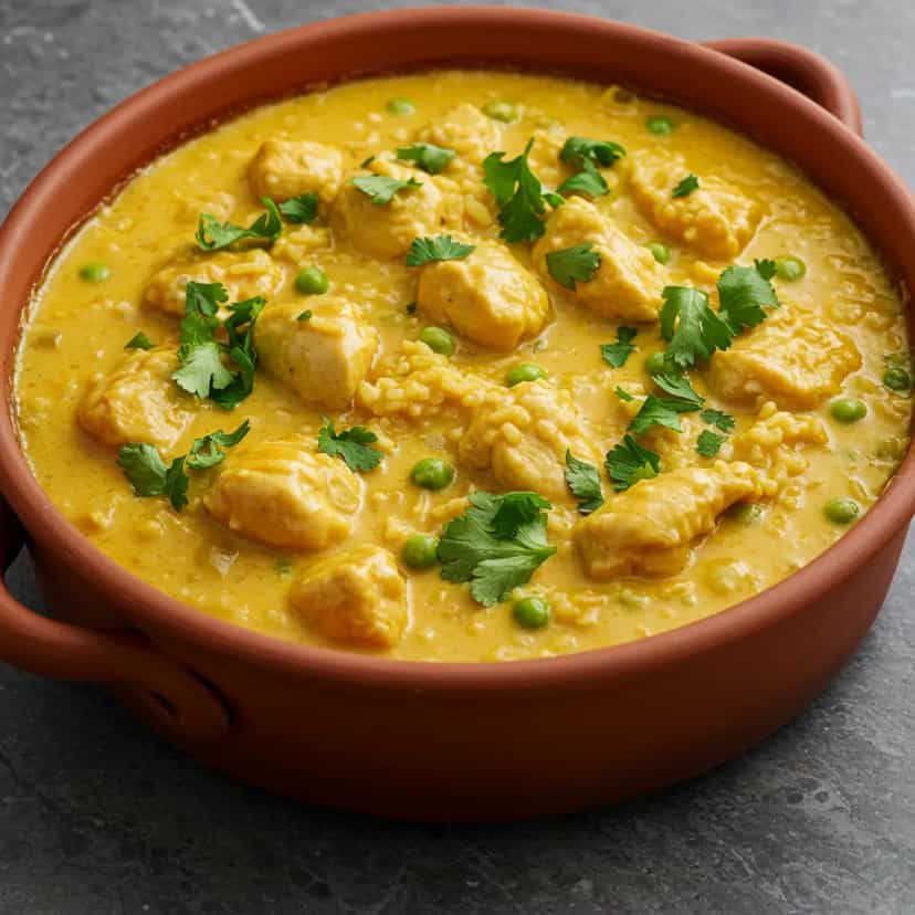 Foto deliciosa de Galinhada Cremosa com Banana da Terra pronta para servir - Carnes & Frango