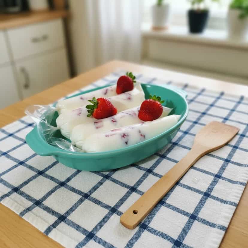 Foto deliciosa de Geladinho de Morango pronta para servir - Doces Gelados & Sorvetes
