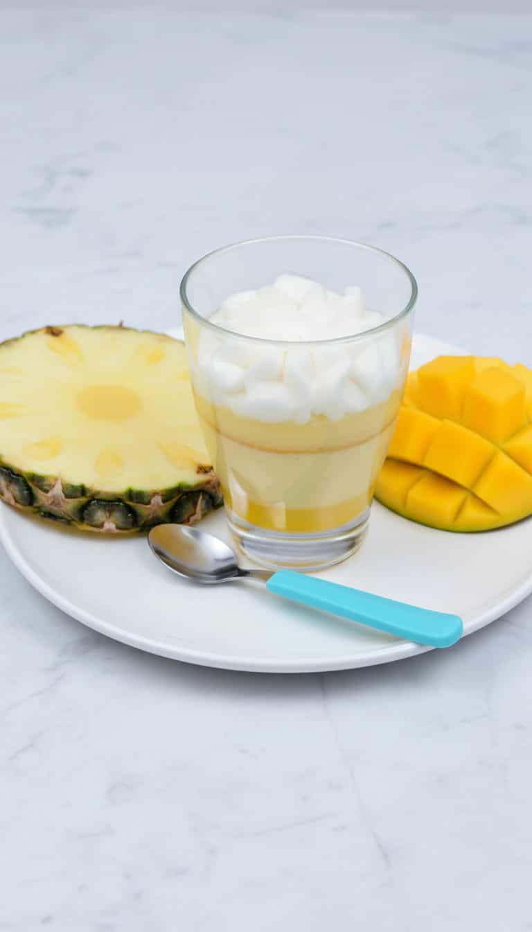 Foto deliciosa de Gelado Cremoso de Abacaxi e Manga pronta para servir - Doces Gelados & Sorvetes