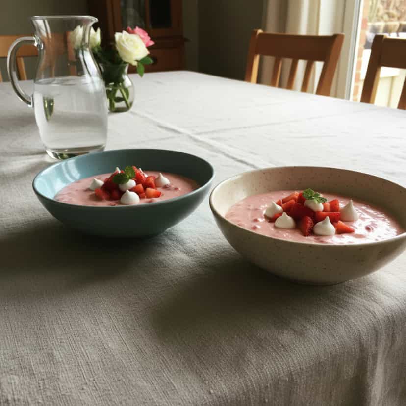 Foto deliciosa de Gelado de Morango com Suspiro pronta para servir - Doces Gelados & Sorvetes