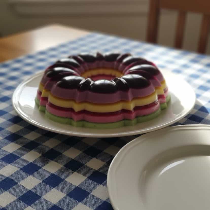 Foto deliciosa de Gelatina Arco-Íris em Camadas pronta para servir - Doces Gelados & Sorvetes