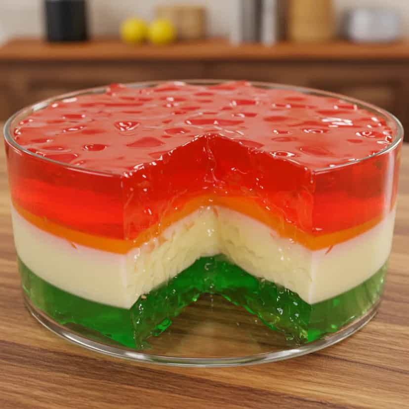 Foto deliciosa de Gelatina com leite condensado pronta para servir - Doces Gelados & Sorvetes