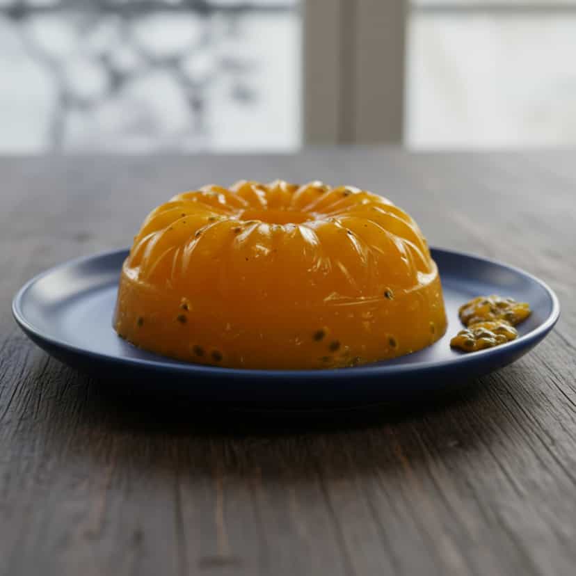 Foto deliciosa de Gelatina Cremosa de Maracujá pronta para servir - Doces Gelados & Sorvetes