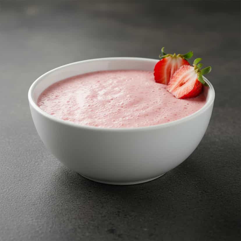 Foto deliciosa de Gelatina Cremosa de Morango pronta para servir - Pudins & Cremes