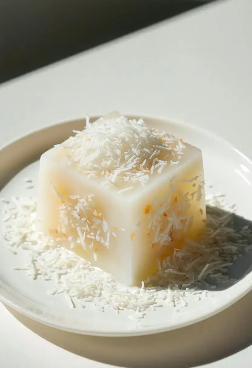 Foto deliciosa de Gelatina de Leite de Coco pronta para servir - Pudins & Cremes