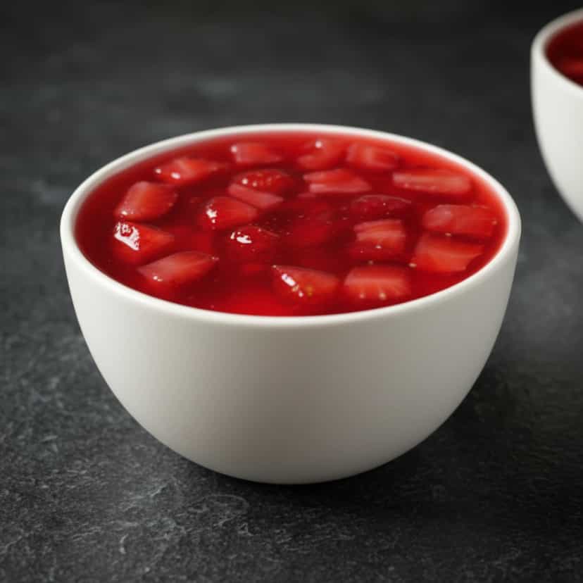 Foto deliciosa de Gelatina de Morango Cremosa pronta para servir - Doces Gelados & Sorvetes