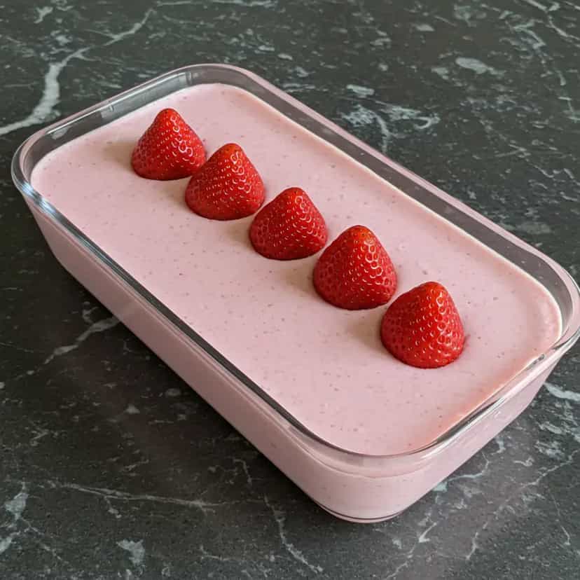 Foto deliciosa de Gelatina de Morango Cremosa pronta para servir - Pudins & Cremes