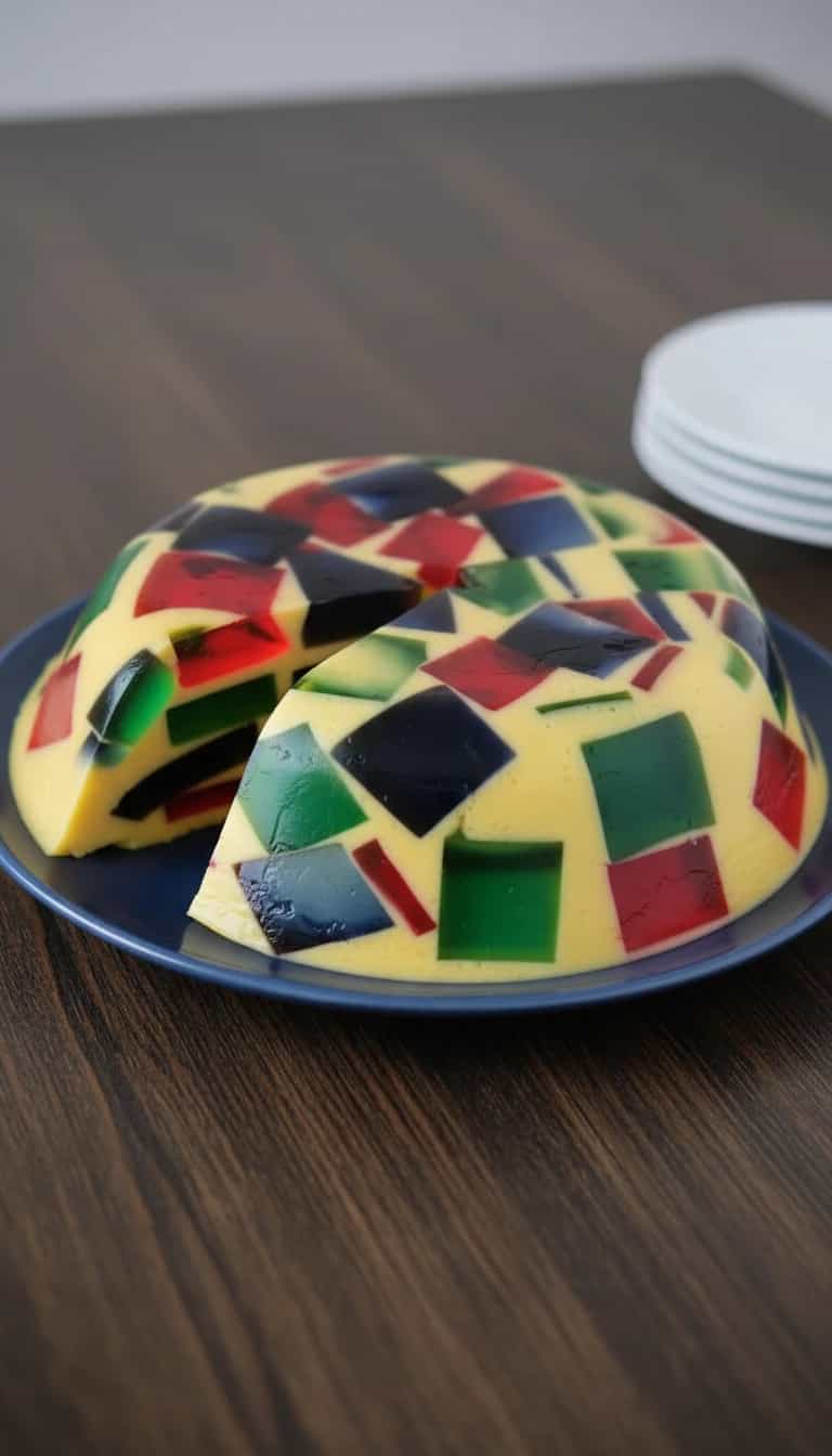 Foto deliciosa de Gelatina Tropical em Camadas pronta para servir - Doces Gelados & Sorvetes